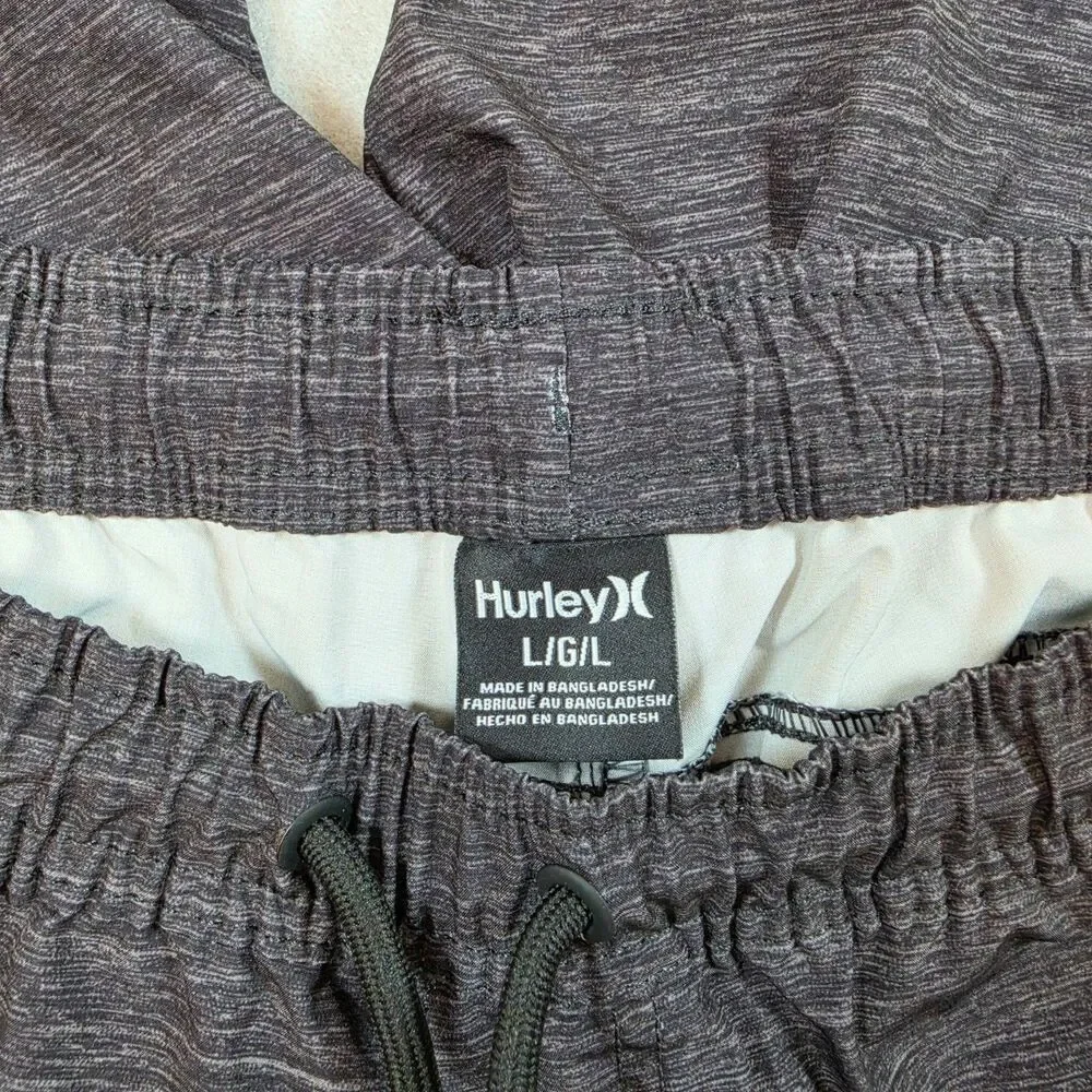 Hurley Men’s Shorts Size L Gray Heather Athletic Casual Drawstring Pre-Owned